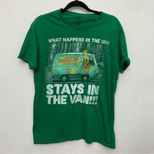 Scooby-Doo! Green What Happens in The Van Graphic Distressed T-Shirt Size Large